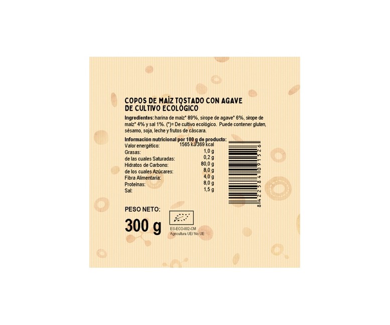 Copos de Maíz Tostado con Agave Bio 300 g El Granero Integral