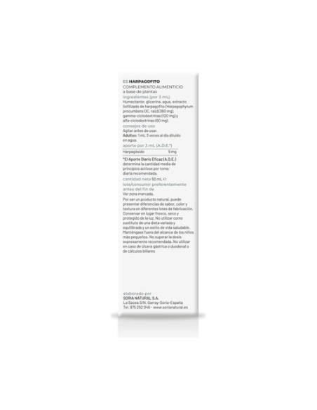 Extracto Natural de Harpagofito (Fórmula XXI) 50 ml Soria Natural