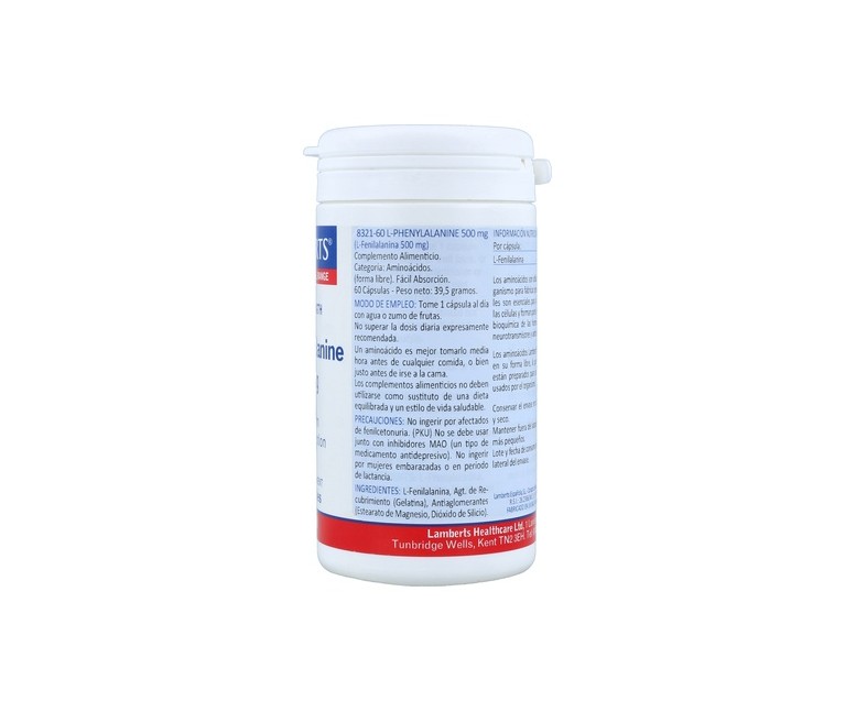 L-Fenilalanina 60 cápsulas de 500mg Lamberts