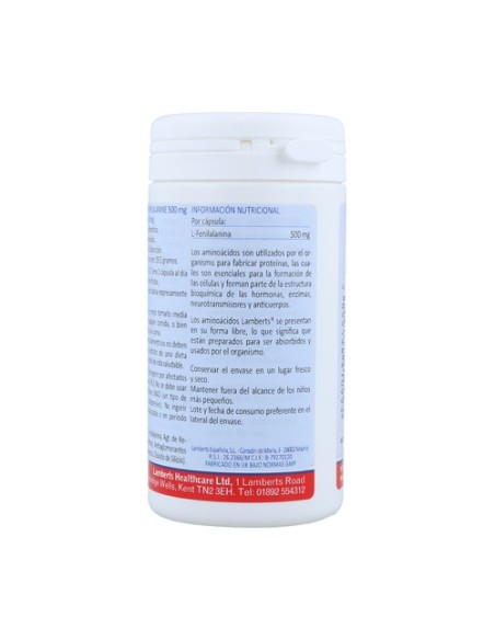L-Fenilalanina 60 cápsulas de 500mg Lamberts