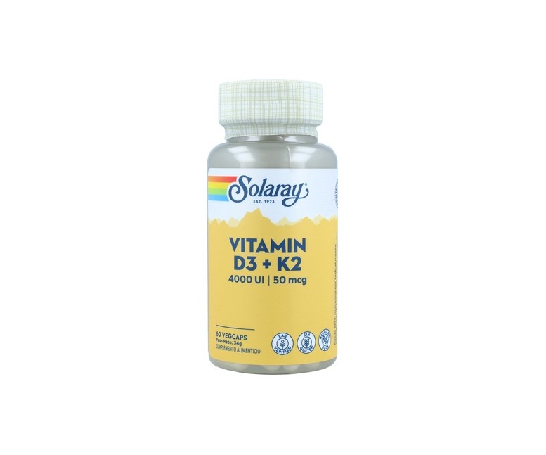 Vitamina D3 + K2 60 cápsulas vegetales Solaray