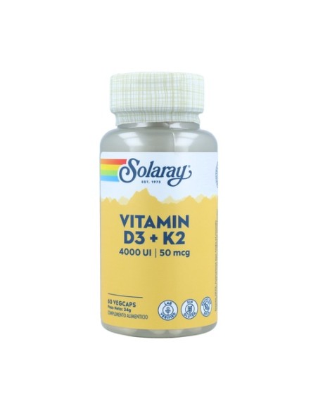 Vitamina D3 + K2 60 cápsulas vegetales Solaray