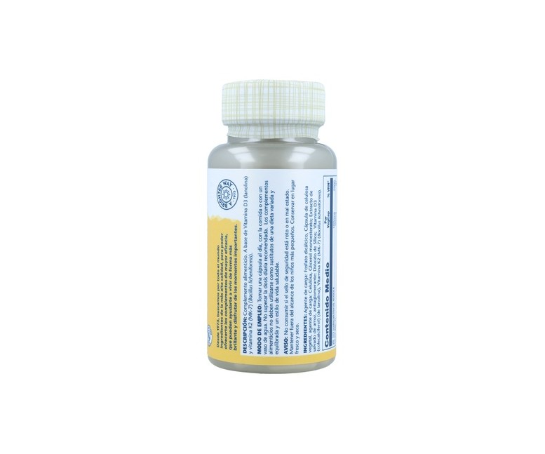 Vitamina D3 + K2 60 cápsulas vegetales Solaray