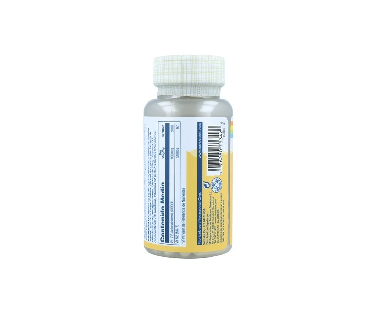 Vitamina D3 + K2 60 cápsulas vegetales Solaray