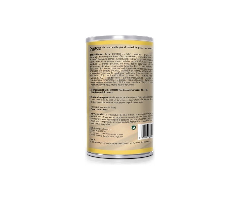 Batido Saciante (Vainilla) 700 g de polvo Sotya