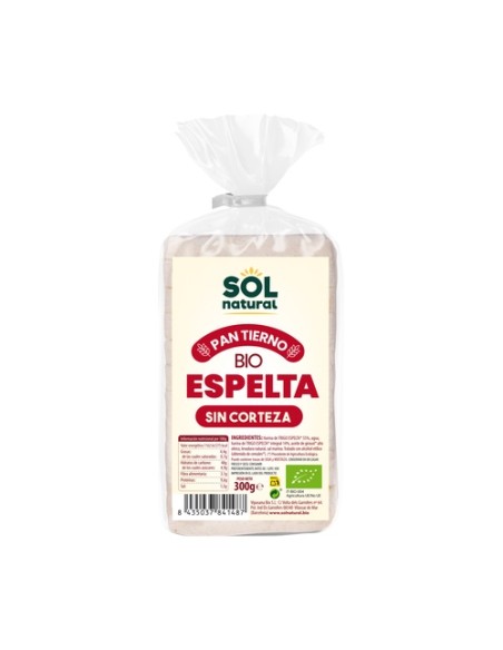 Pan de molde de espelta sin corteza Bio 300 g Sol Natural