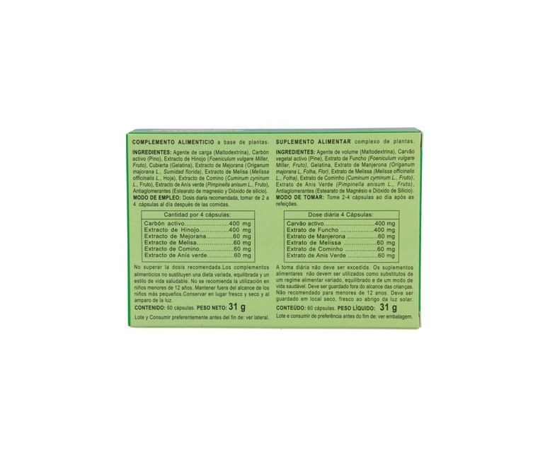 Carbón Plus 60 cápsulas (400mg) Integralia
