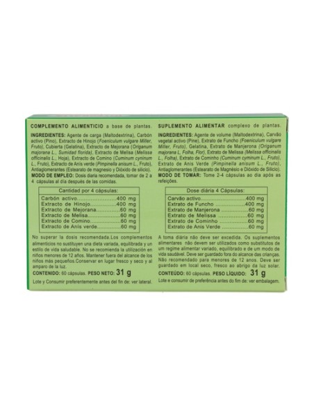 Carbón Plus 60 cápsulas (400mg) Integralia