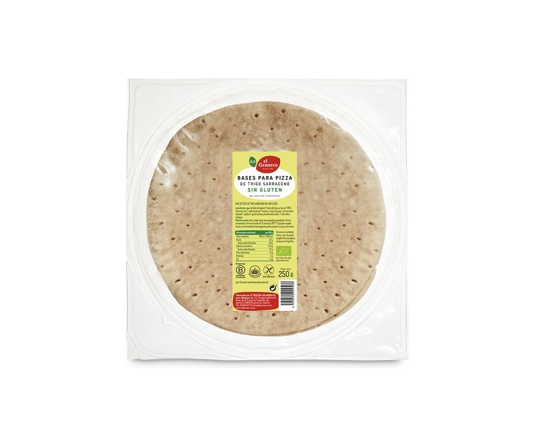 Bases para pizza con trigo sarraceno Bio 250 g El Granero Integral