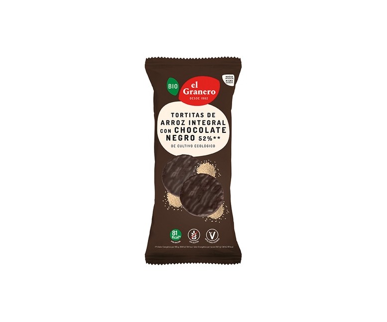 Pack Tortitas de arroz con chocolate negro 60% 12 unidades de 100 g El Granero Integral