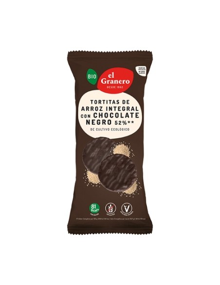 Pack Tortitas de arroz con chocolate negro 60% 12 unidades de 100 g El Granero Integral