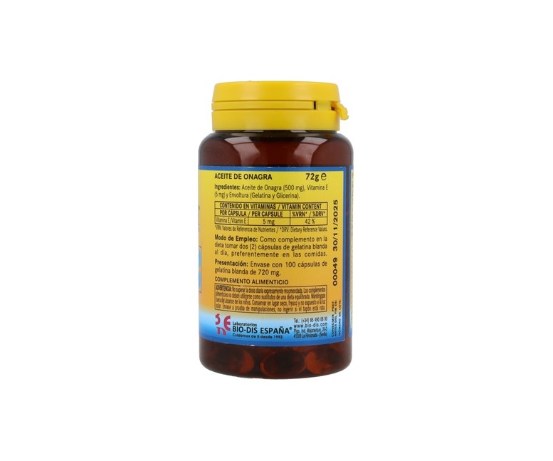 Aceite de onagra (10%GLA) 100 perlas de 500mg Nature essential