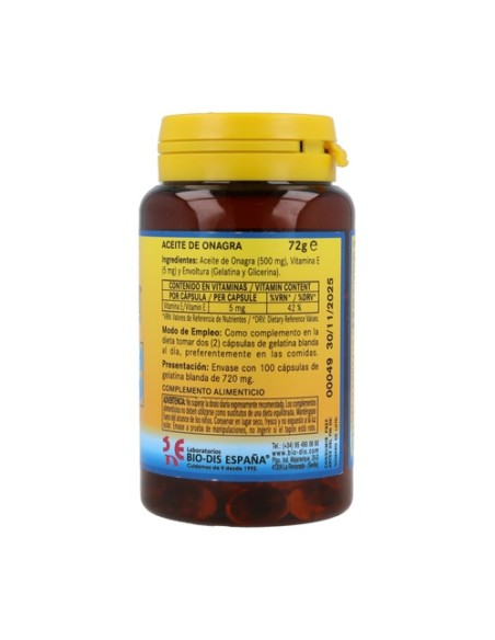 Aceite de onagra (10%GLA) 100 perlas de 500mg Nature essential