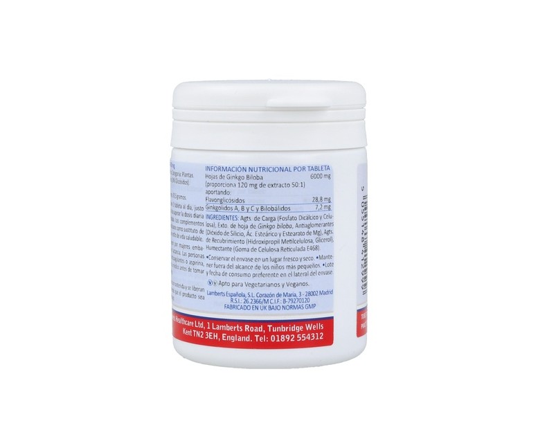Ginkgo 6000mg 60 tabletas Lamberts