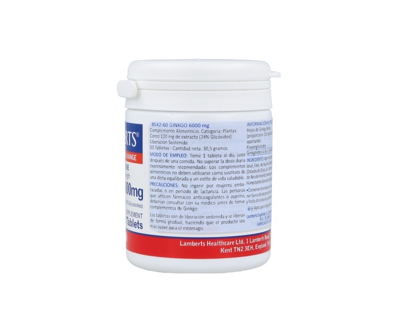 Ginkgo 6000mg 60 tabletas Lamberts
