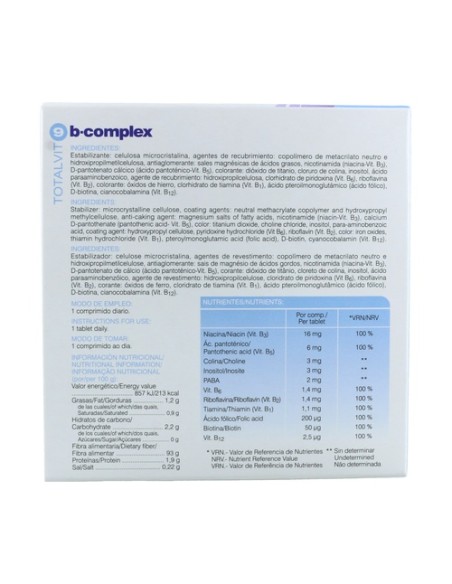 Totalvit 09 B-Complex Piel 28 comprimidos Soria Natural
