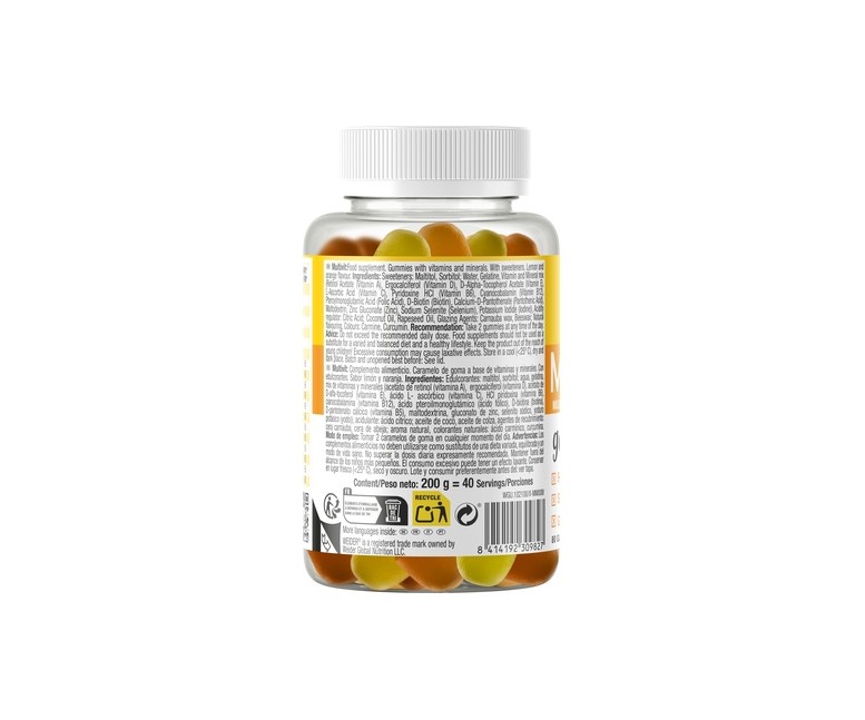 Multivit Up vitaminas y minerales 80 gominolas (Naranja - Limón) Weider