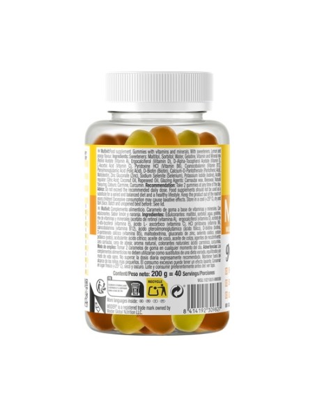 Multivit Up vitaminas y minerales 80 gominolas (Naranja - Limón) Weider