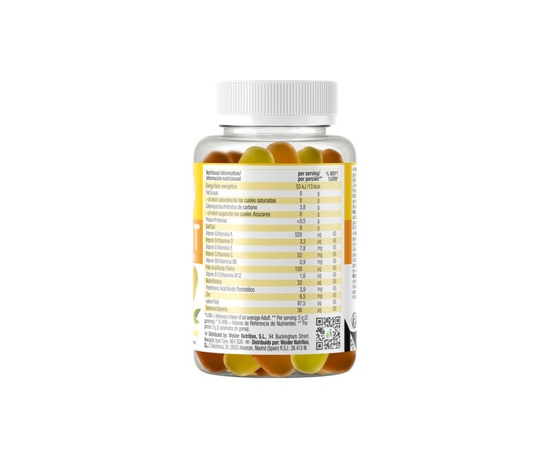 Multivit Up vitaminas y minerales 80 gominolas (Naranja - Limón) Weider
