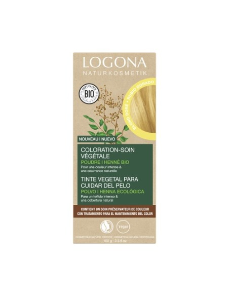 Tinte colorante vegetal rubio dorado (Goldblonde) 100 g Logona
