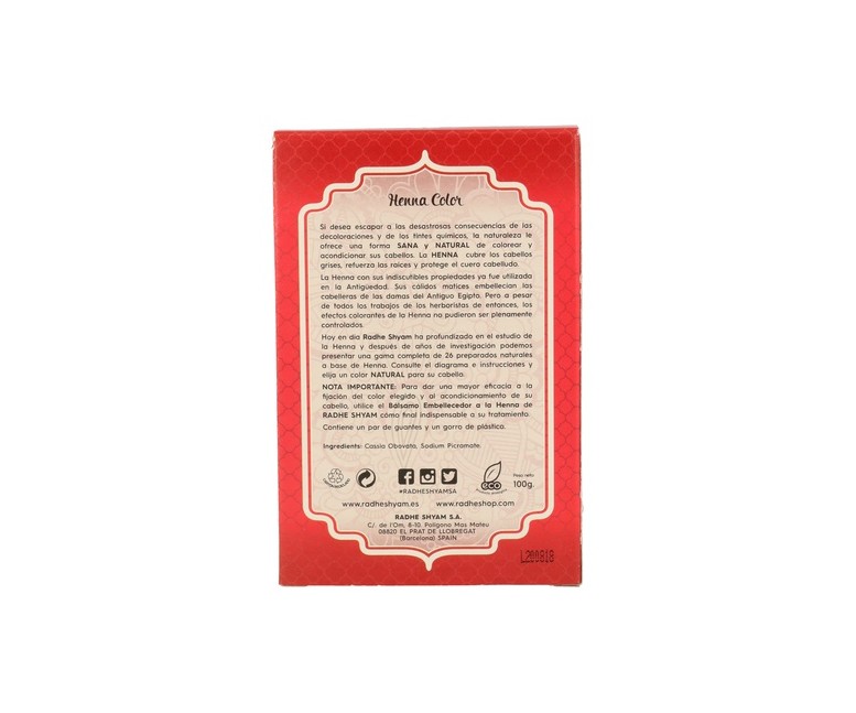 Henna Caoba Luminoso en Polvo 100 g de polvo (Caoba) Radhe Shyam