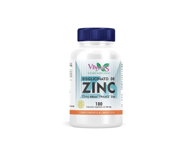 Bisglicinato de zinc 180 cápsulas de 546mg Vbyotics