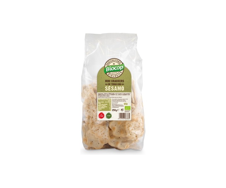 Mini crackers de trigo y sésamo 250 g Biocop