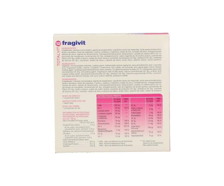 Totalvit 12 Fragivit Uñas y Pelo 28 comprimidos Soria Natural