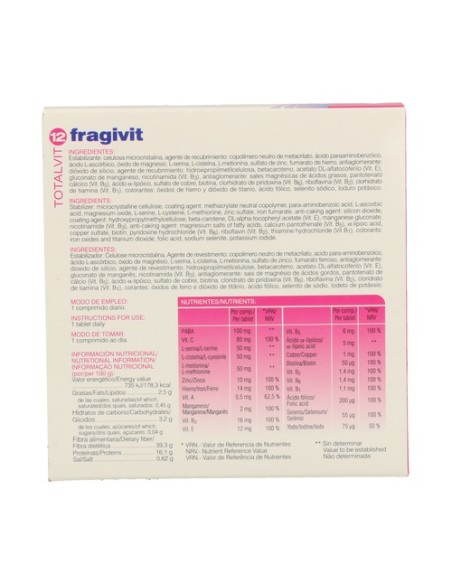 Totalvit 12 Fragivit Uñas y Pelo 28 comprimidos Soria Natural