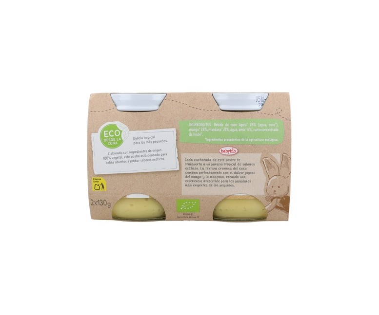 Yogurt coco mango y piña 2 unidades de 130g Babybio