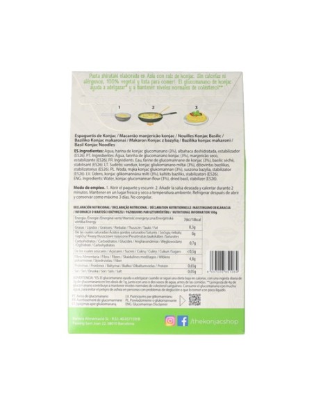 Espaguetis de albahaca de konjac 200 g The Konjac Shop