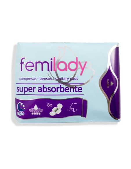 Compresas de noche ocho capas 8 unidades Femilady