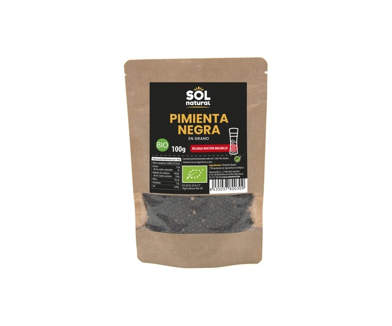 Pimienta negra en grano Bio 100 g Sol Natural