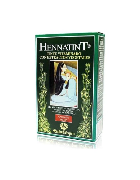 Hennatint tinte para el cabello castaño medio 60 ml (Castaño) Radhe Shyam