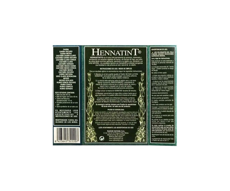 Hennatint tinte para el cabello castaño medio 60 ml (Castaño) Radhe Shyam