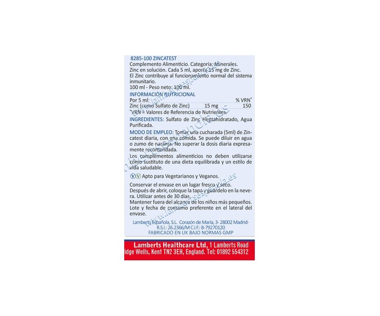 Zincatest 100 ml Lamberts