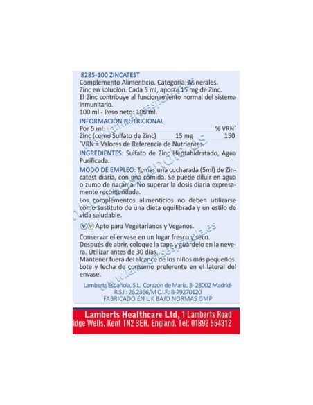 Zincatest 100 ml Lamberts