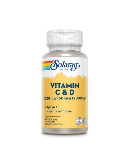 Vitamina C 1000 mg + Vitamina D 2000 UI 60 cápsulas Solaray