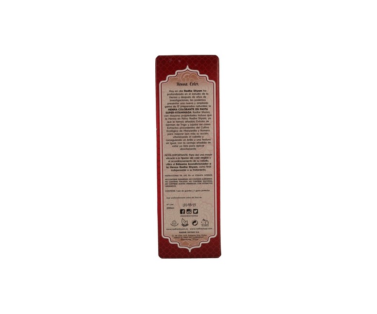 Henna Caoba Oscuro Pasta 200 ml Radhe Shyam