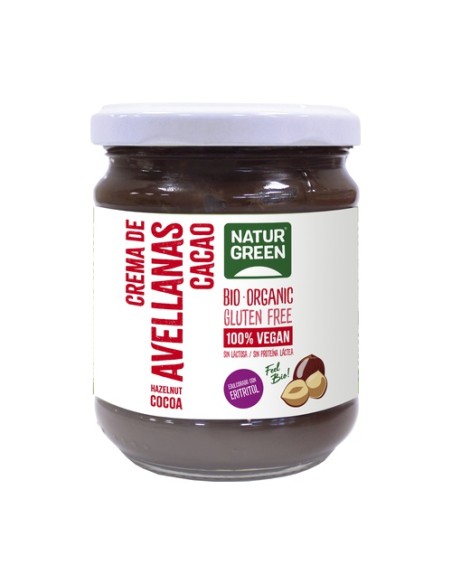 Crema de avellanas y cacao contenido reducido de azúcares 200 g de crema NaturGreen
