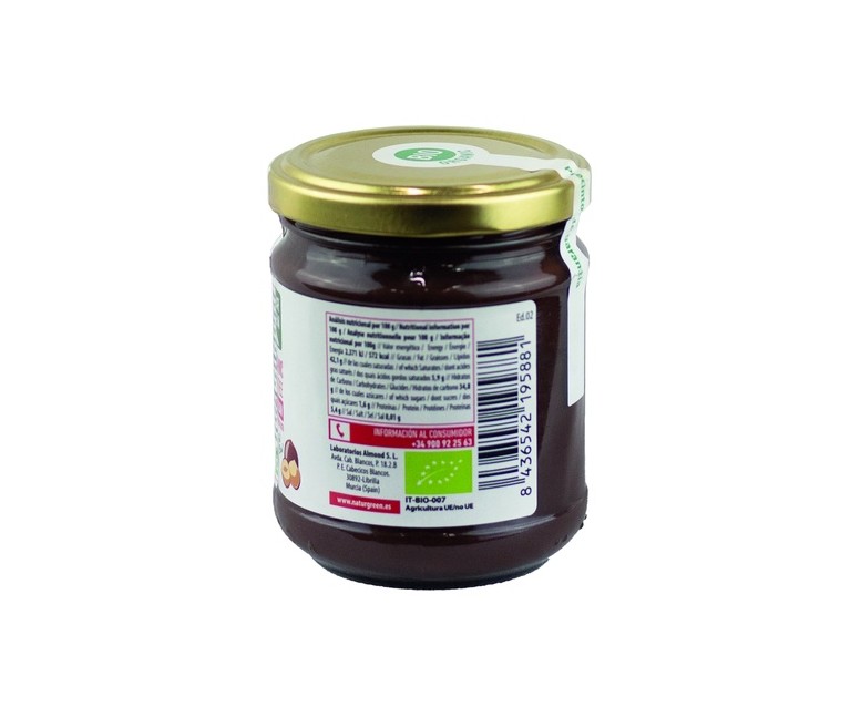 Crema de avellanas y cacao contenido reducido de azúcares 200 g de crema NaturGreen