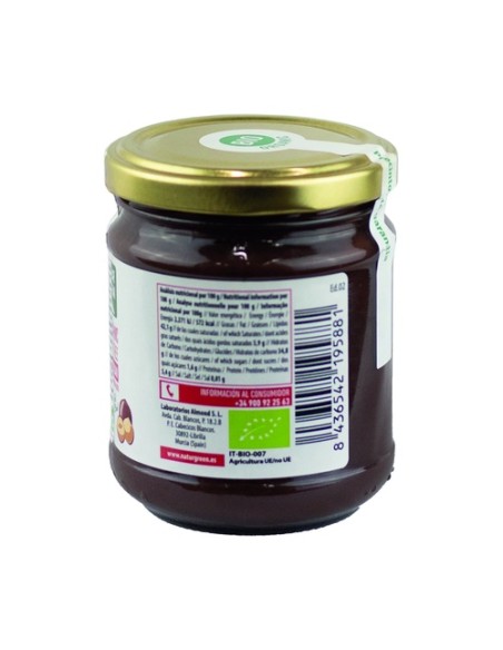 Crema de avellanas y cacao contenido reducido de azúcares 200 g de crema NaturGreen