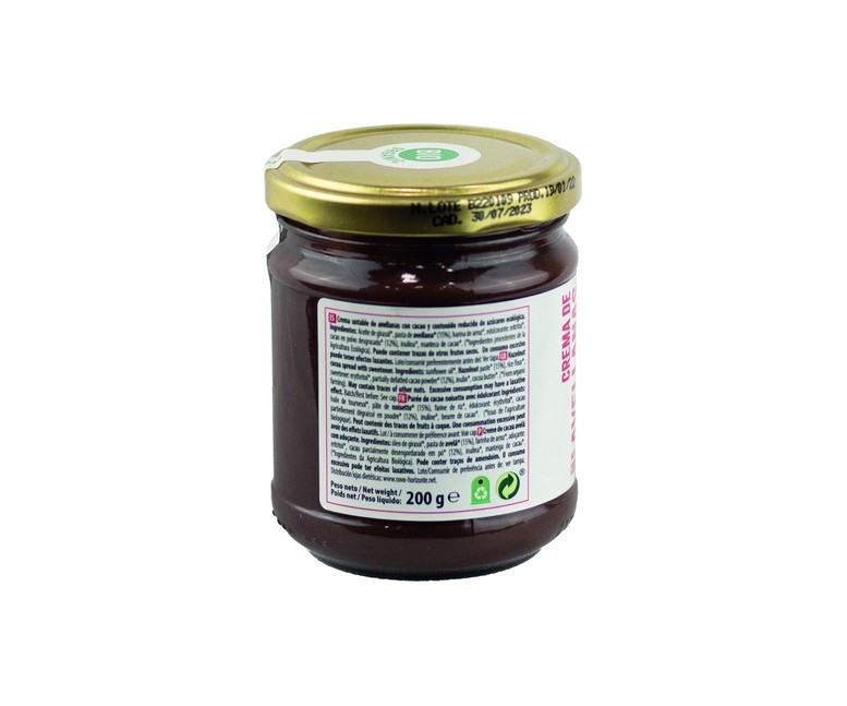 Crema de avellanas y cacao contenido reducido de azúcares 200 g de crema NaturGreen