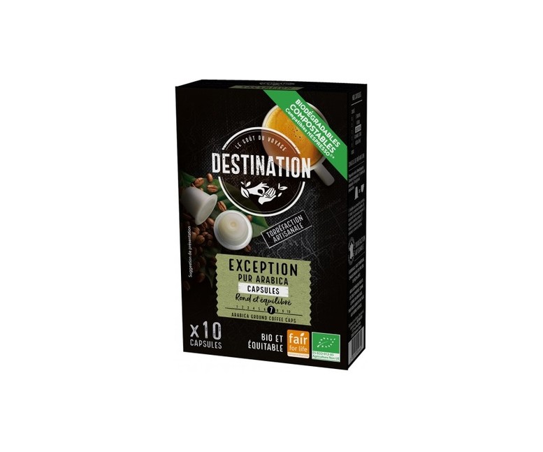 Cápsulas biodegradables Pur Arabica Exception 10 cápsulas (Café) Destination Bio