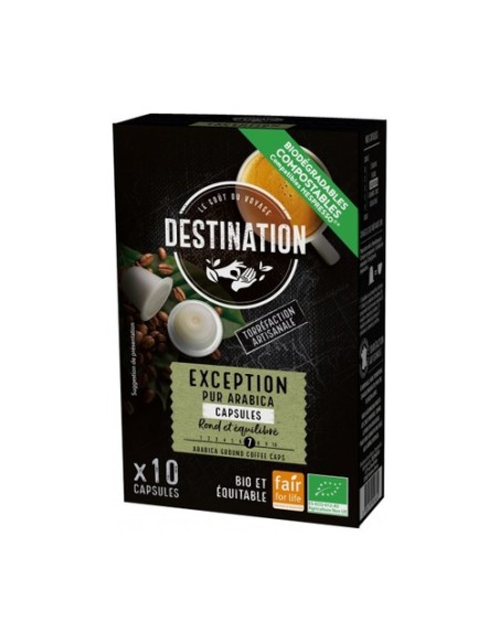 Cápsulas biodegradables Pur Arabica Exception 10 cápsulas (Café) Destination Bio