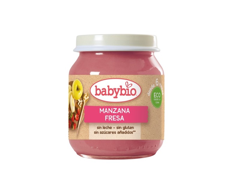 Tarrito de manzana y fresa 6m+ 130 g Babybio