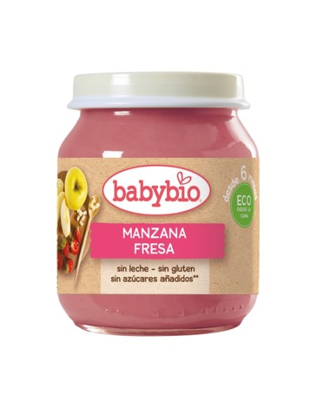 Tarrito de manzana y fresa 6m+ 130 g Babybio