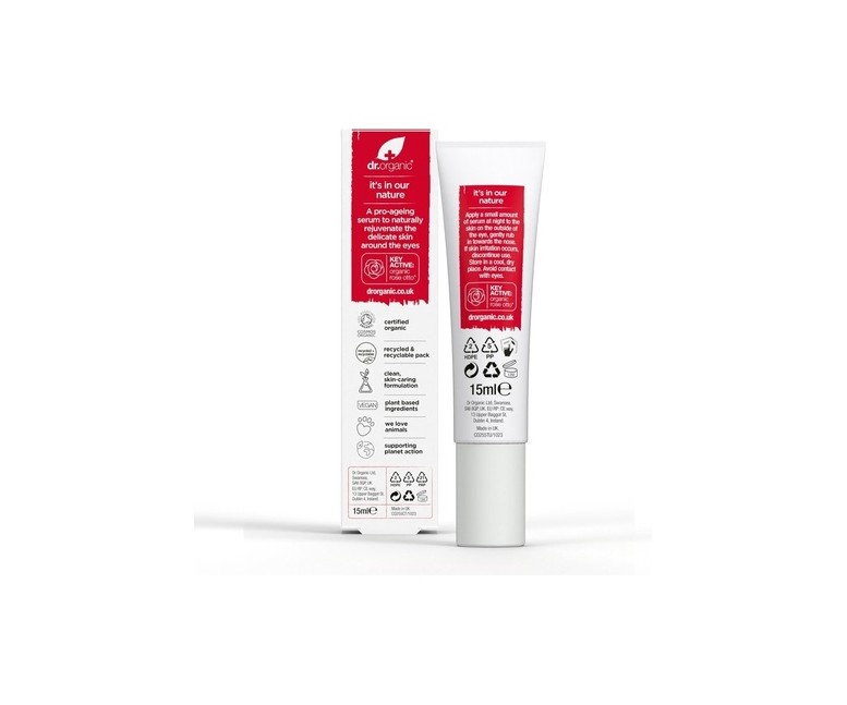 Sérum contorno de ojos Rosa Damascena piel piel madura 15 ml de sérum Dr. Organic