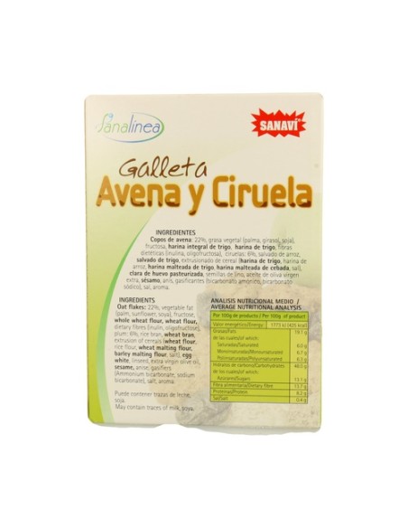 Galletas Avena y Ciruela 150 g Sanavi