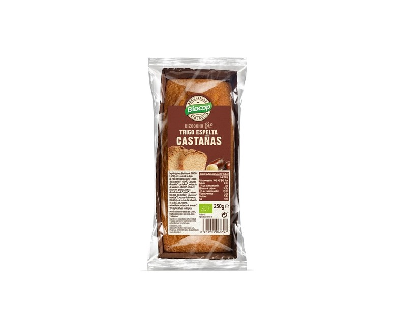 Bizcocho de castañas y trigo espelta Bio 250 g Biocop